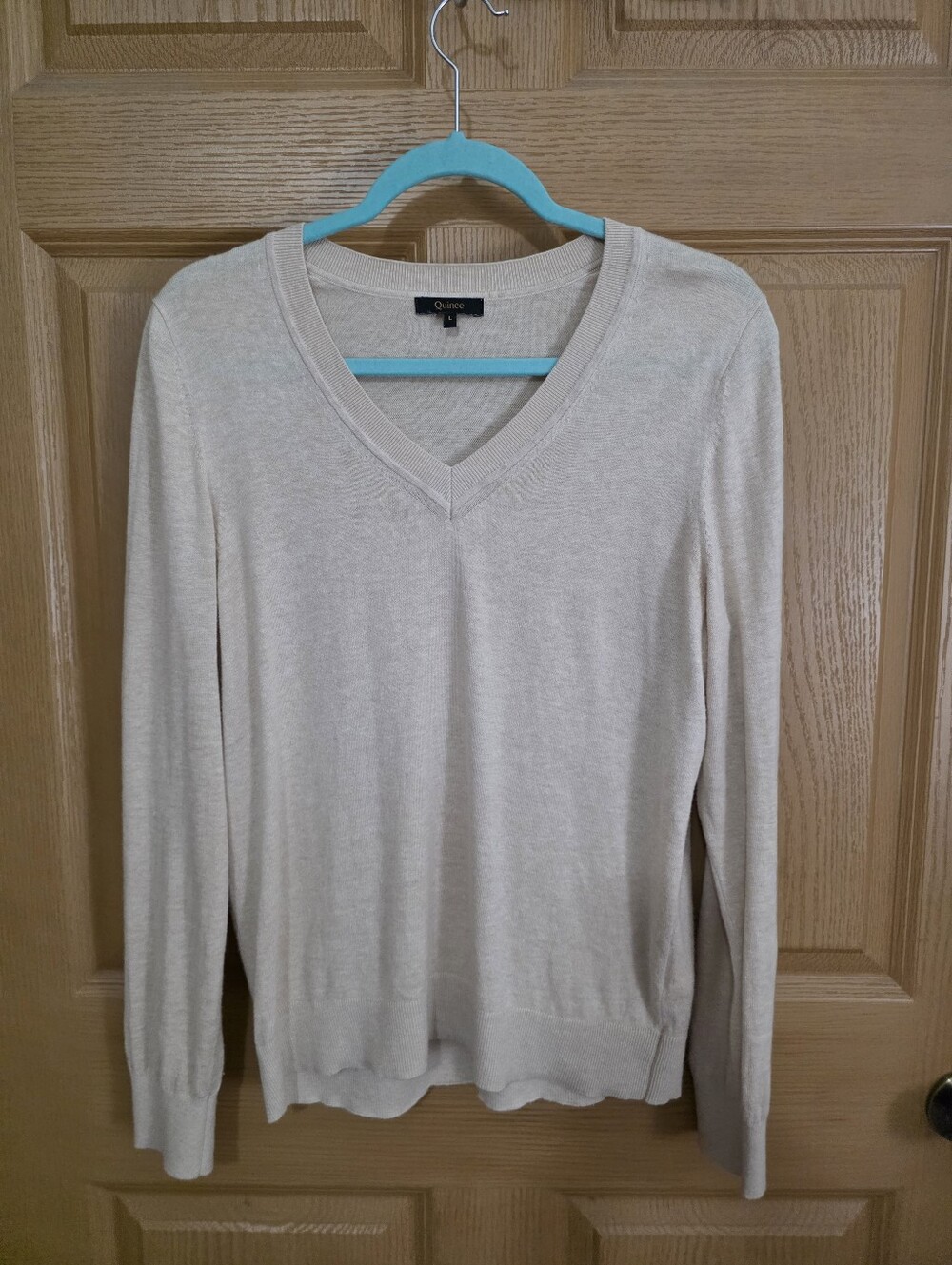 Quince Lightweight Cotton Cashmere V-Neck Sweater